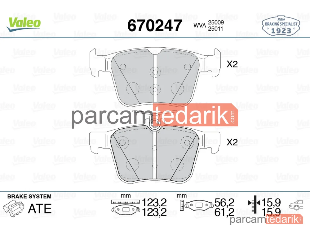 670247 | Fren Balatası (Arka) — Seat Leon ST, Audi A3 Cabrio, VW Passat B8